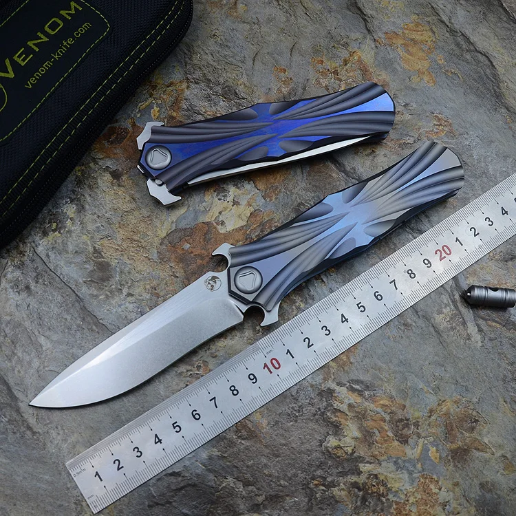 Титановый плавник VENOM Kevin John T series M390 складной нож керамический шариковый