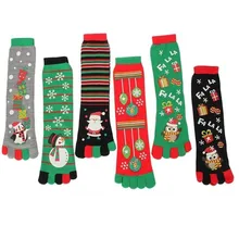 2 шт. новые модные женские забавные мультяшные носки хлопчатобумажные носки с пятью пальцами повседневные Мягкие носки женские рождественские носки