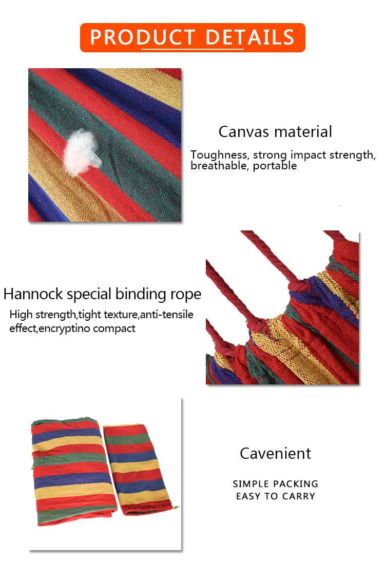 Висячие Спальная холст гамак Радуга сад Hamac 1-2 человек хлопок открытый Hamak кровать мебель с 2 веревки