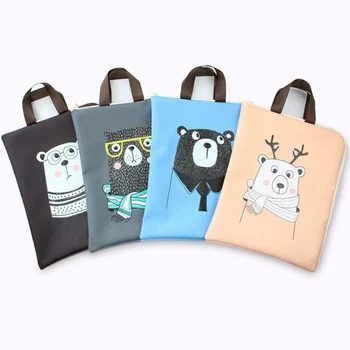 

1 Pcs Cartoon A4 Animal Bear Document Bags File Folder Oxford Cloth Storage Organizer For Filing Products Stationery Gifts
