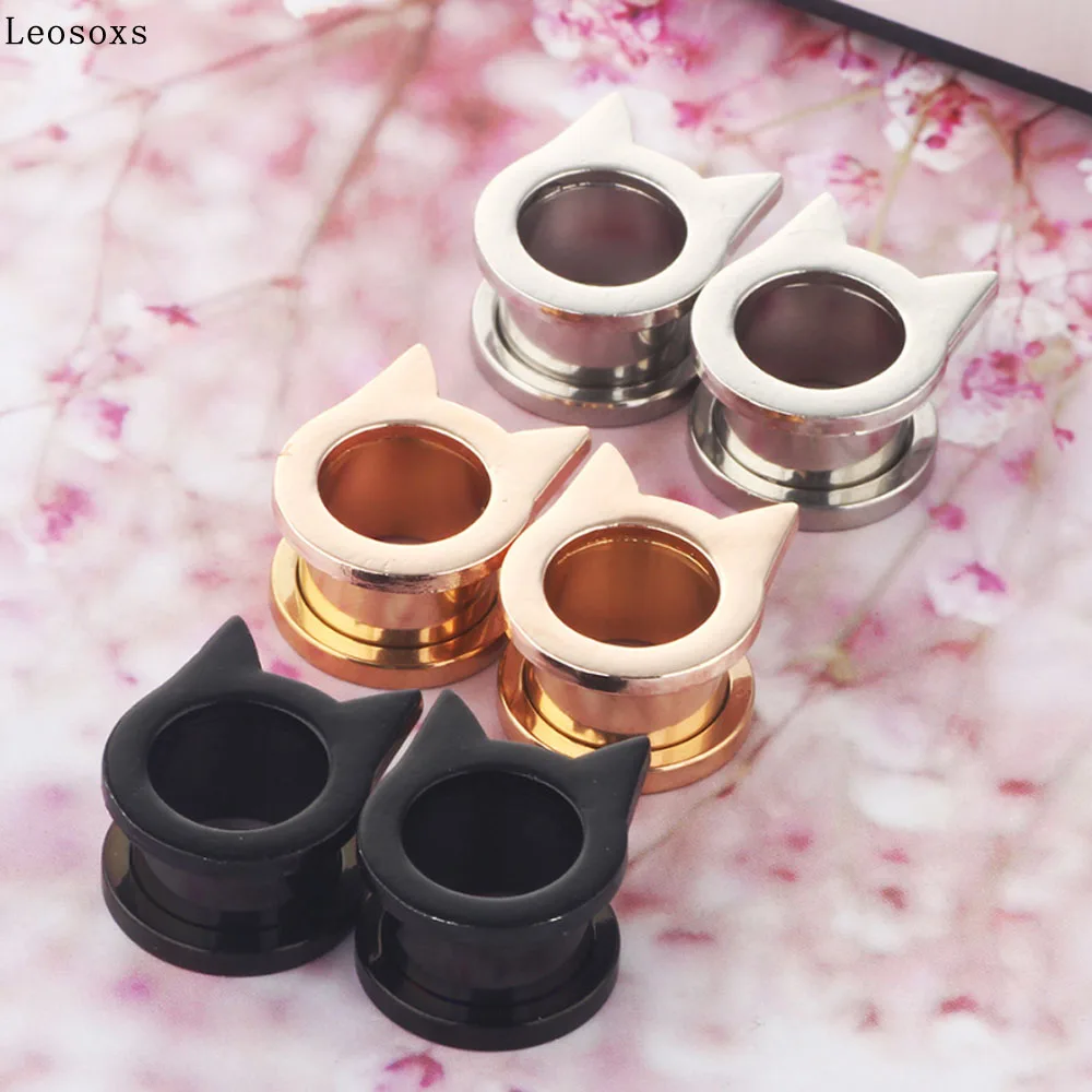 

Leosoxs 2 Pcs New Style Stainless Steel Ear Expander Fashion Trendy Unisex Bat Piercing Ear Expander Earrings