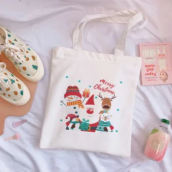 

Christmas Cute Snowman Cartoon Fun Shoulder Canvas Bags Harajuku Large Capacity Women Bag Fashion Handbag Wallet Crossbody Bag