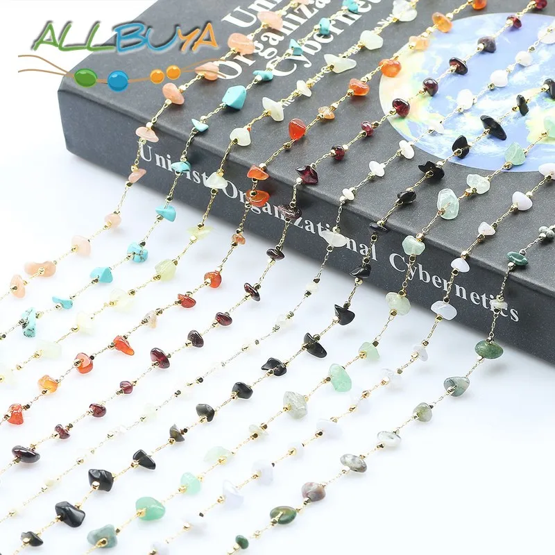 

2pcs/lot 100cm Long Irregular section Beads +Gold Color Copper Chain for Jewelry Making Accessories DIY Charm Bracelet Necklace
