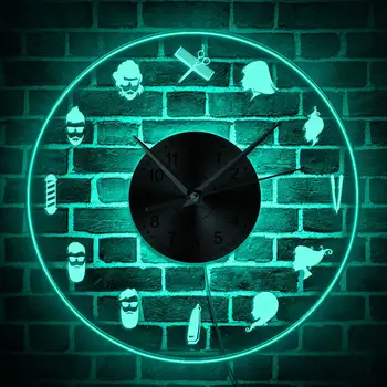 

Barber Shop LED Luminous Wall Clock Beauty Salon Wall Art Decor Illuminated Wall Watch Hairdresser Hair Cut Business Wall Light