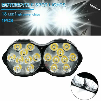 

1pc Universal Motorcycle White Headlight 18LED Fog Head Spot Light Bulb Waterproof ABS Plastic 9V-32V DC 6000-6500K 3000LM