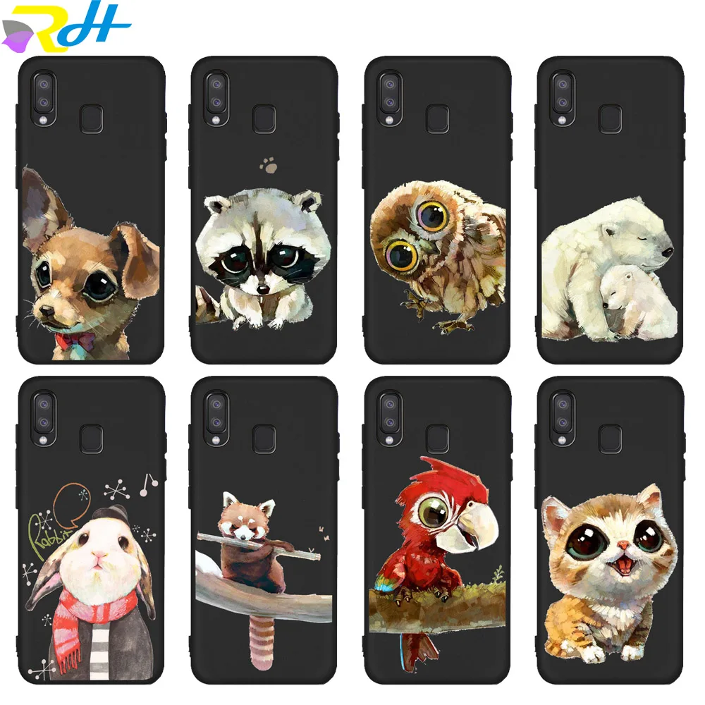 Крышка для samsung Galaxy A7 A9 2018 Coque Etui акварель животных A30 40 50 70 A6 A8 плюс A320