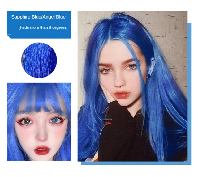 500ml Hair Dye Cream Fashion Blue Hair Waxing Mud DIY Temporary Styling Hair Color Cream No Damage Easy Wash Purple Hair Dye Wax Sapphire Blue