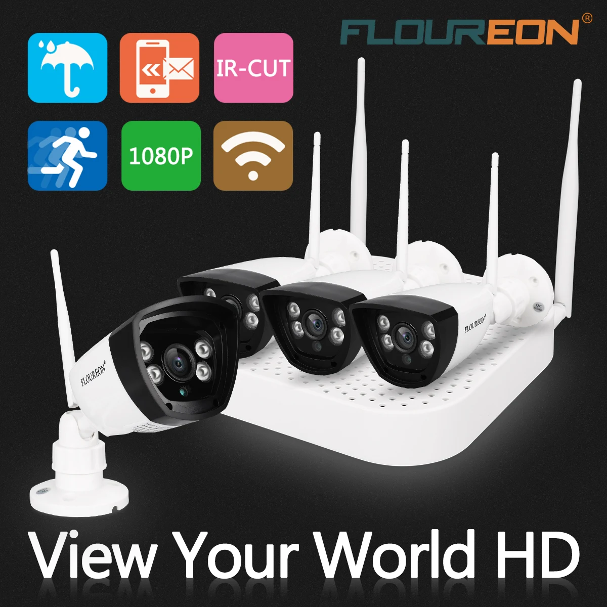 Floureon 4CH беспроводной CCTV 1080P DVR комплект открытый wi-fi/WLAN 720P 1.0MP IP камера безопасный видеорегистратор система NVR EU