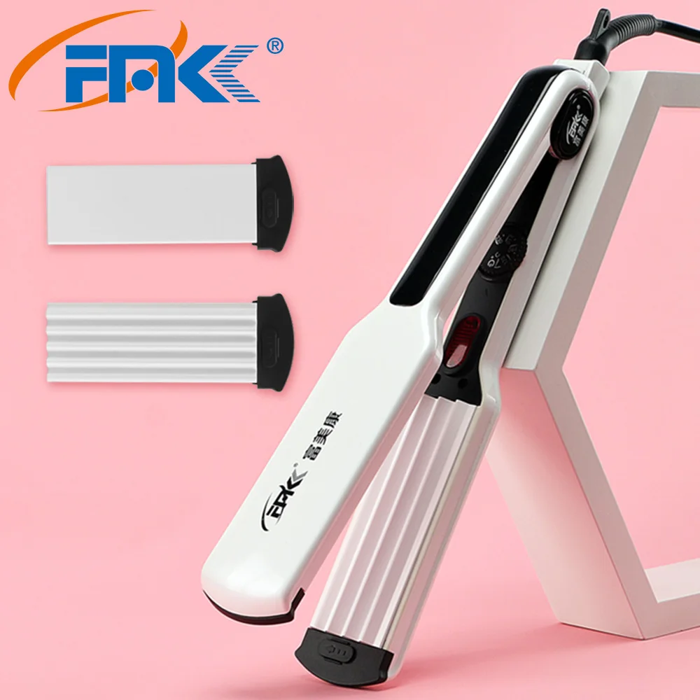 

FMK 3 in 1 Hair Straightener Wave Corrugation Ceramic Flat Iron Corrugated Hair Curler Iron Professional Hair Crimper Ion perm