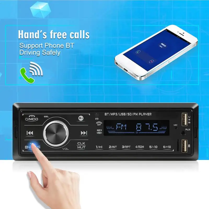 1 DIN автомобильный стерео MP3-плеер Bluetooth одиночный 1din FM радио в тире головное устройство AUX-In Цифровой Авто аудио медиа приемник
