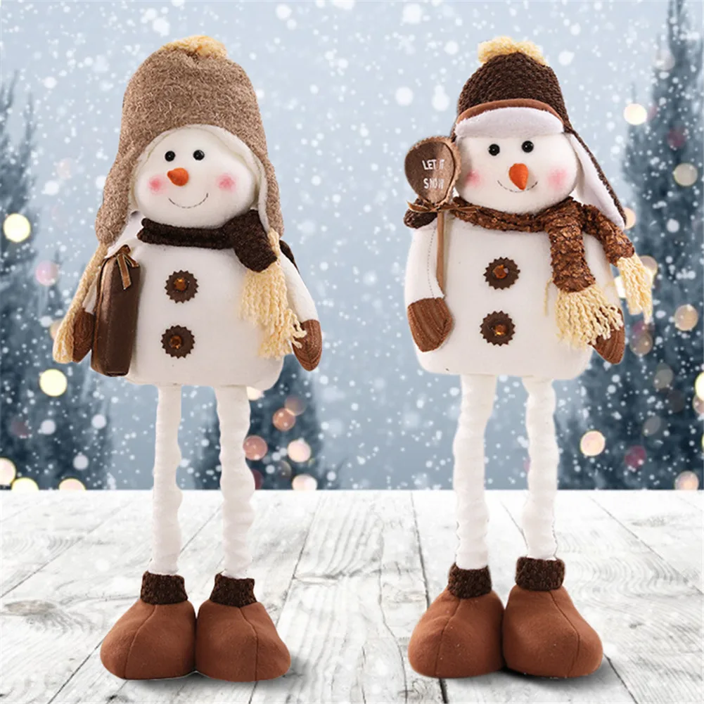 

Christmas Plush Snowman Figurine Doll with Scarf Hat Christmas Ornament for Children Room Shopping Window Holiday Decoration