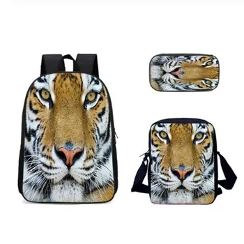 

Cool Tyrannosaurus Dinosaur Schoolbag Set Primary School Schoolbag 3 Main Backpacks with Satchel Pencil Bag