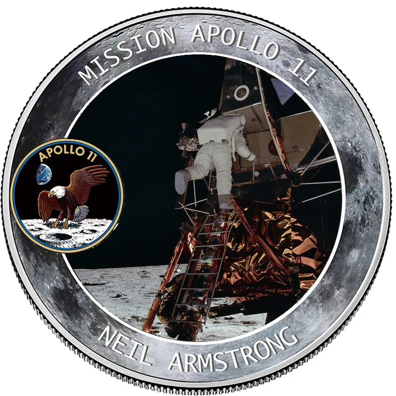 Аполлон 50-летия памятная монета Луна посадки монеты ремесло; металл медаль-значок подарок - Цвет: 007