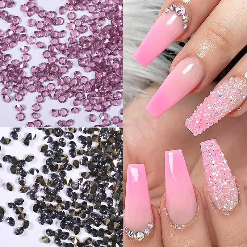 720*4 шт/сумка красочные блестящие стразы для ногтей 1 мм острое дно Bling смешанные