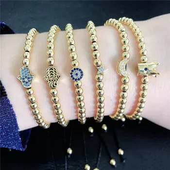 

Lucky Eye Crown Beaded Bracelet Evil Eye Crystal Star Moon Hamsa Hand Charms Bracelets For Women Men Jewelry Adjustable LE172