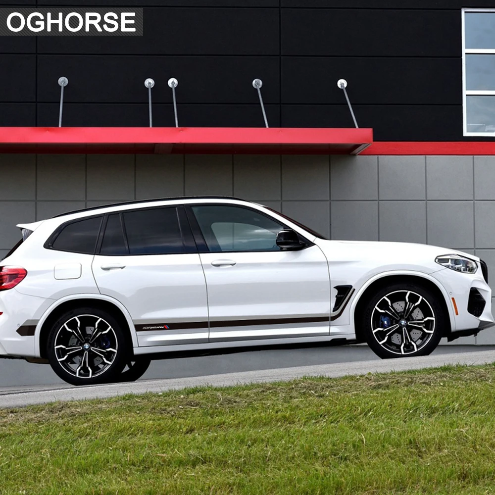 2 Pcs Car Door Side Stripes Skirt Sticker M Performance Body Decal For BMW X3 M G01 F25 Accessories Car Styling