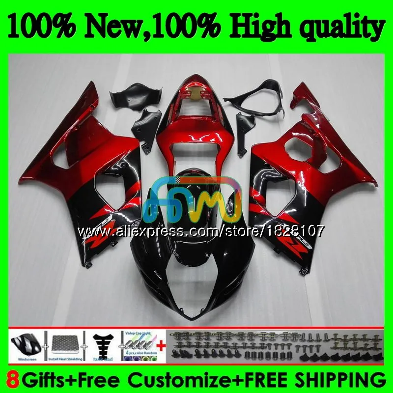 Корпус для SUZUKI GSXR-1000 GSXR1000 винно-красного цвета 03 04 41BS. 8 1000CC GSX-R1000 GSX R1000 03 04 K3 GSXR 1000 CC 2003 2004 Обтекатель - Цвет: No. 1