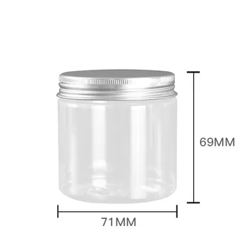 

30pcs 200g empty clear cream container with aluminum screw cap 200ml solid perfumes jars, 7OZ dark clear cosmetic powder bottle