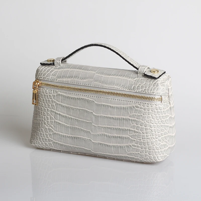 Новая дизайнерская сумка из натуральной змеиной кожи, переносная сумка, маленький клатч из натуральной кожи питона, Женская сумочка, кошелек - Цвет: Croc Peal White