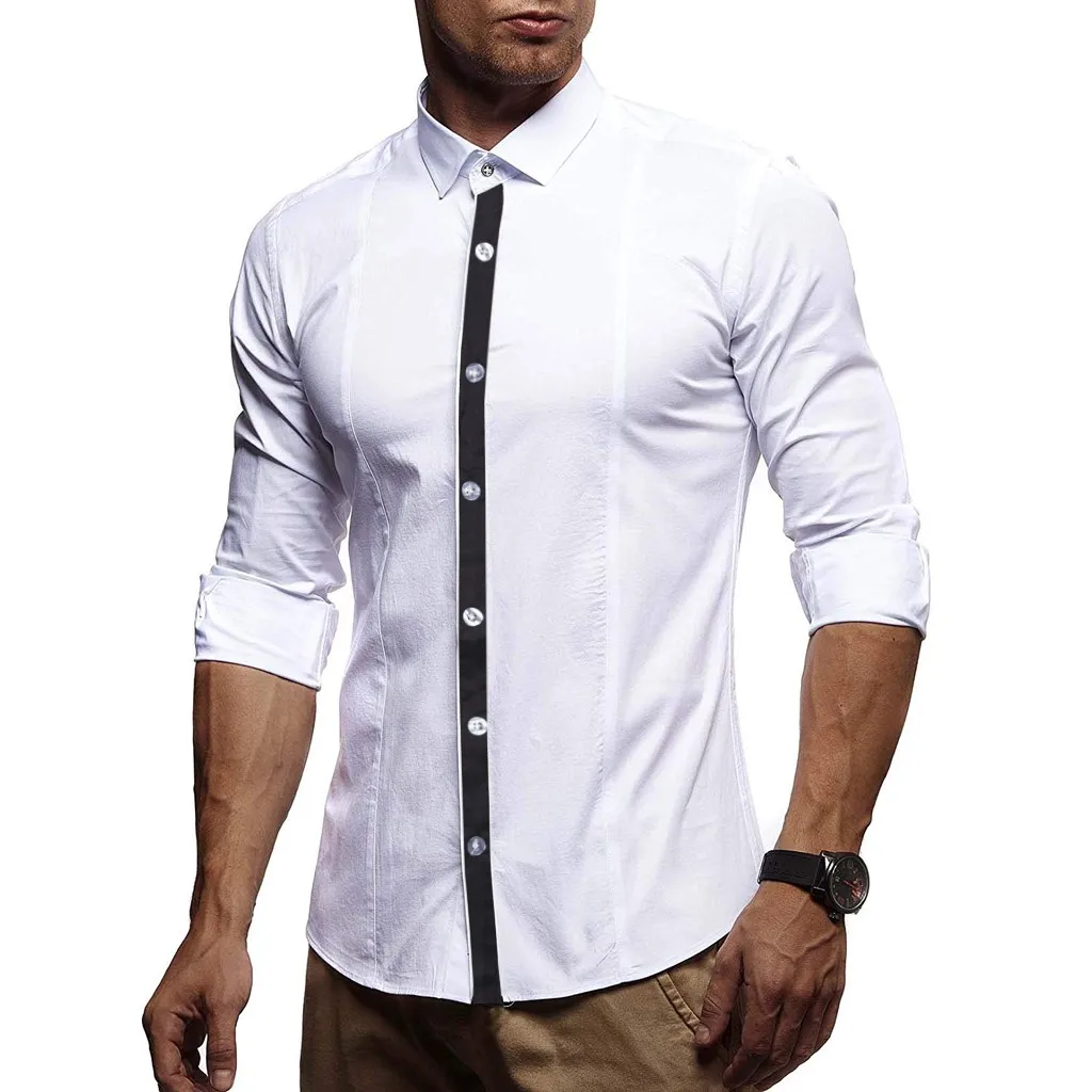Мужские рубашки с длинным рукавом camisa masculina, приталенные мужские рубашки d90821