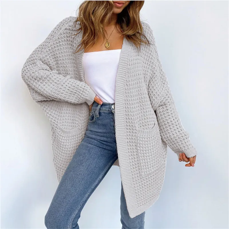 

Woman Coat Autumn 2020 Casual Solid Long Sleeve Sweater Coat Long Knit Cardigan Windbreaker Women Clothing Mujer Chaqueta Veste