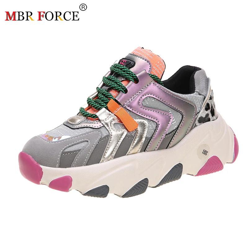 MBR FORCE/весна-лето 2020 Массивные кроссовки Zapatos Dorados Par Mujer Обувь на толстой подошве