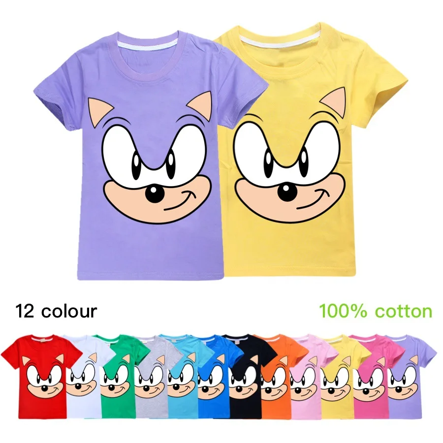 Модная спортивная летняя футболка Sonic для мальчиков и девочек короткая с