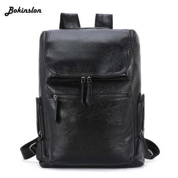 

Bokinslon Casual Student Backpack Male Drawstring Oil Wax Canvas Bag Diagonal Man Travel Backpack