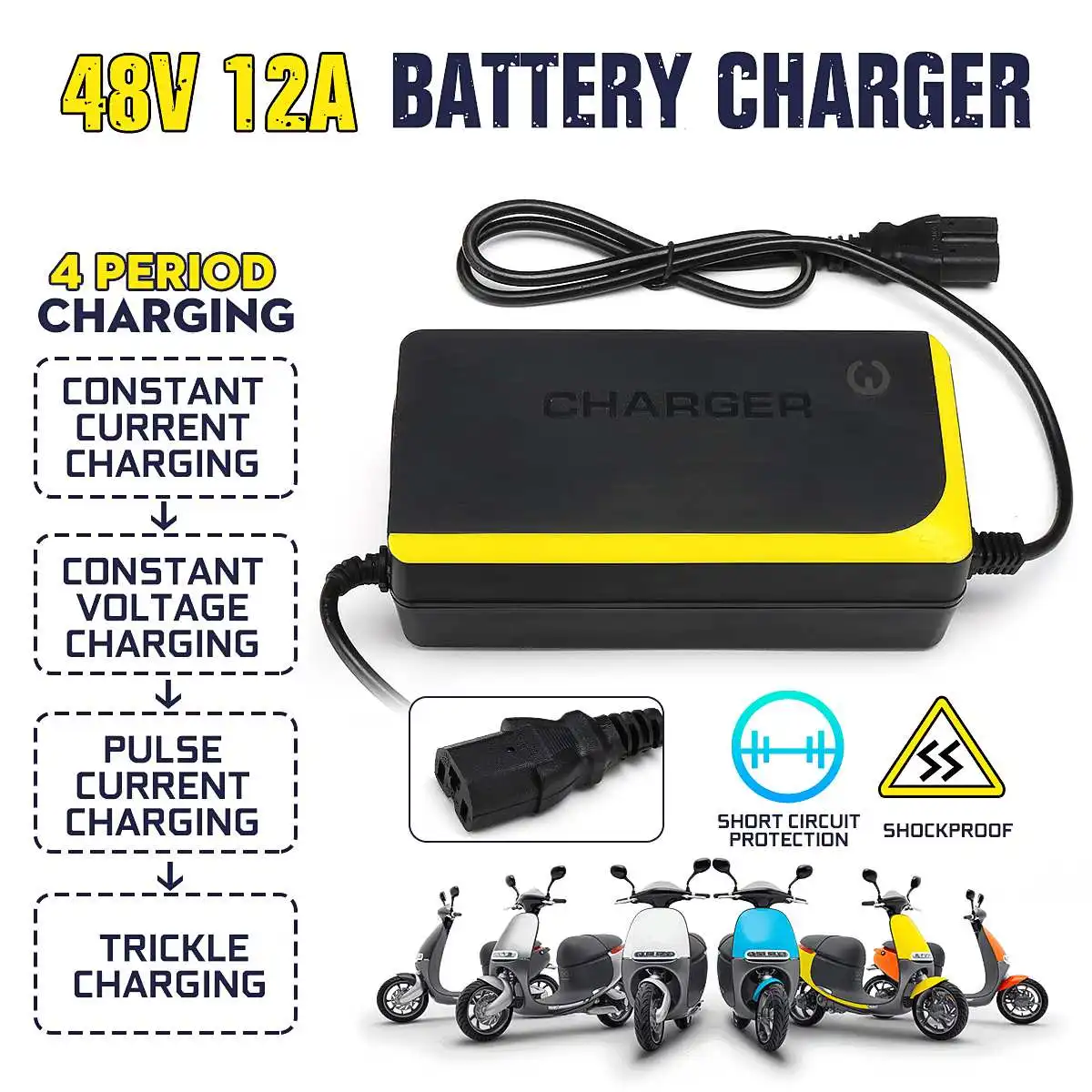 48V 12AH 1.8A Electric Bicycle Bike Scooters Motorcycle Charger Smart Power Supply Lead Acid Battery Charger ► Photo 3/6