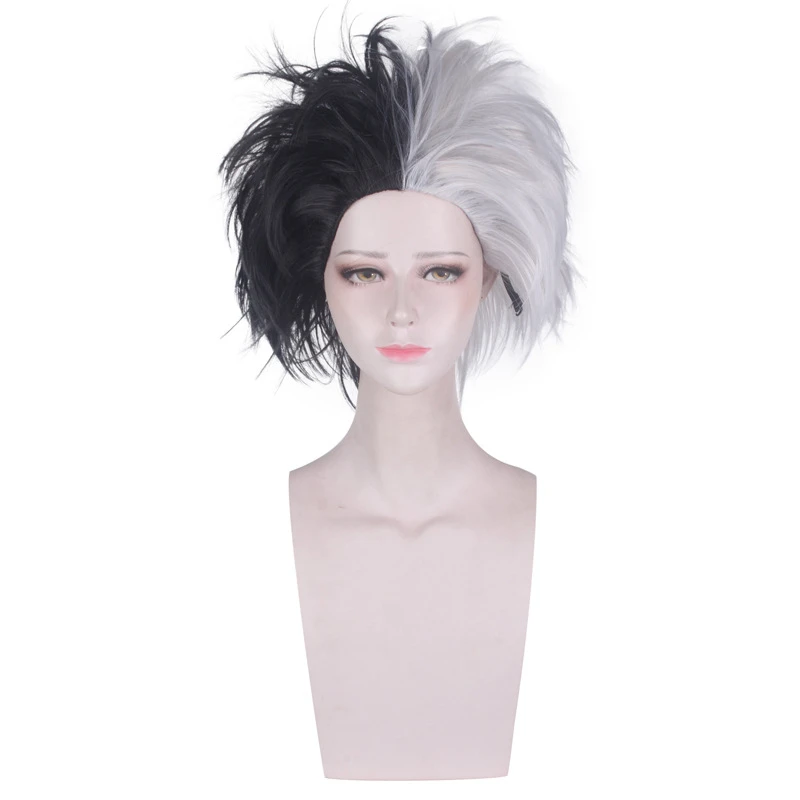 101 Dalmatians Cruella Devil Cosplay Kostum Wig Setengah Hitam Dan Putih Berbulu Pendek Sintetis Wig Cruella De Vilanime Costumes - Aliexpress 101 Dalmatians Cruella Devil Cosplay Kostum Wig Setengah Hitam Dan Putih Berbulu Pendek Sintetis Wig Cruella De Vilanime Costumes - Aliexpress