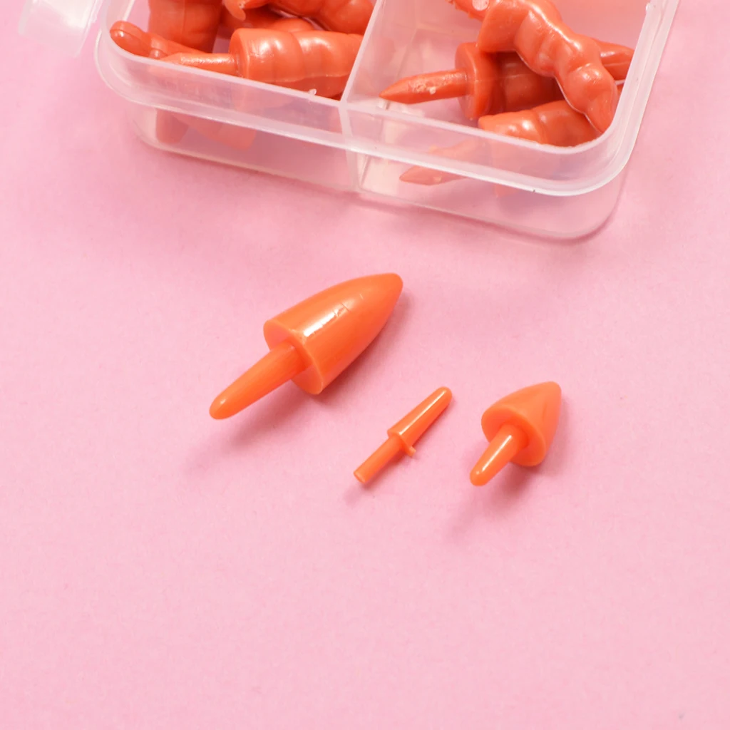 160pcs/Lot 3x16mm/8x16mm/10x28mm/8x20mm/8x33mm Plastic Snowman Toy Nose No Washer For DIY Handcraft Findings in Box