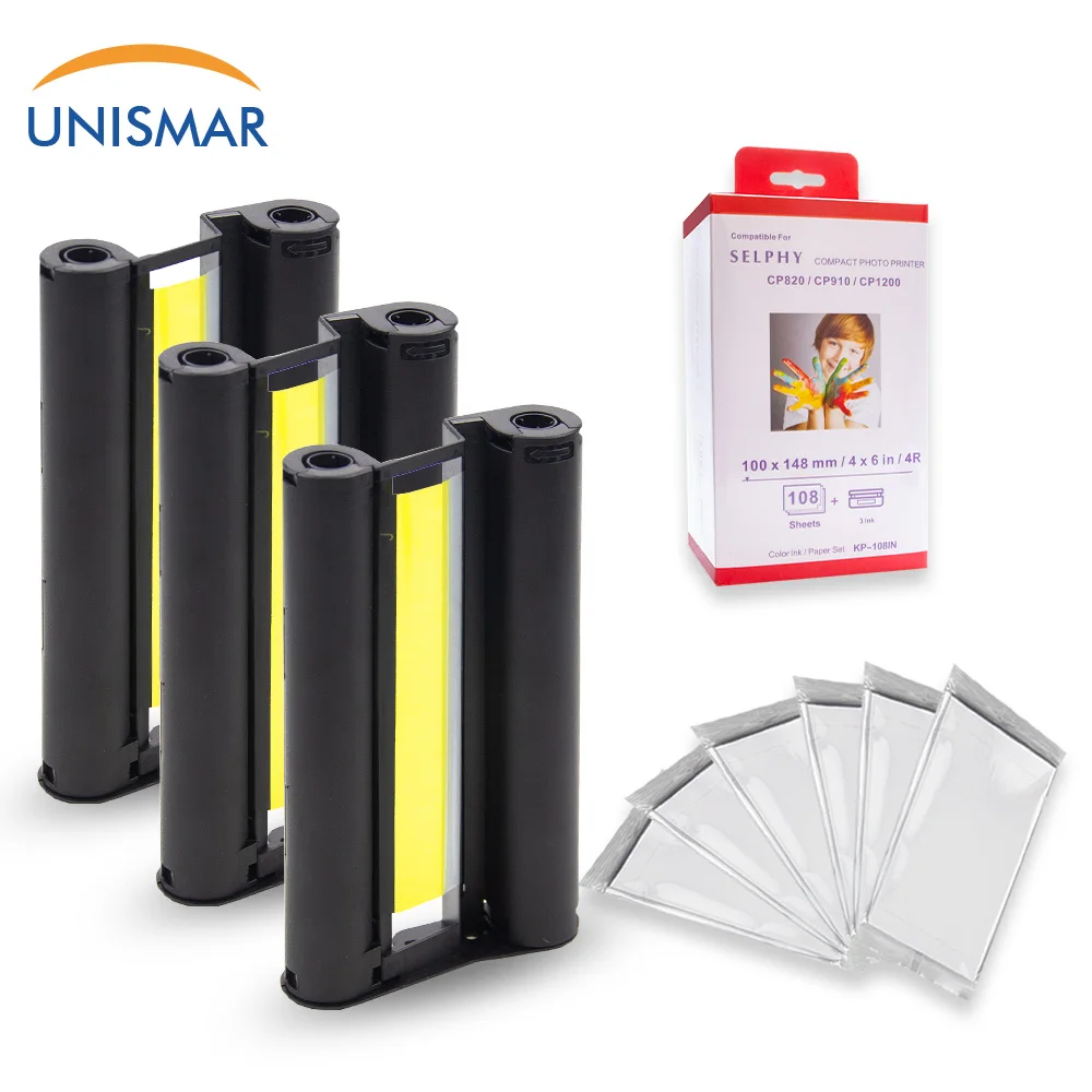 3PK KP-108IN 3 x Ink and 108 Paper Sheets for Canon Selphy CP900 CP910 3 x 6 Set