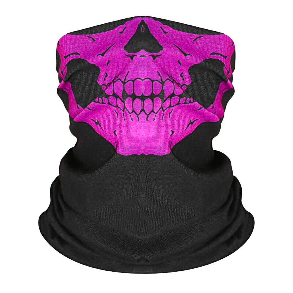 Маска для лица мотоциклетный шарф лицевой щит Призрак Балаклава с рисунком черепа зимние лыжные шеи вечерние велосипедные байкерские фестивальные тактические страйкбольные маски - Цвет: Розовый
