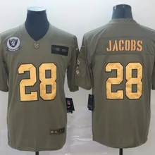 Стилизованный, мужской Josh Jacobs Окленд 1 Raiders Джерси оливковый/золотой