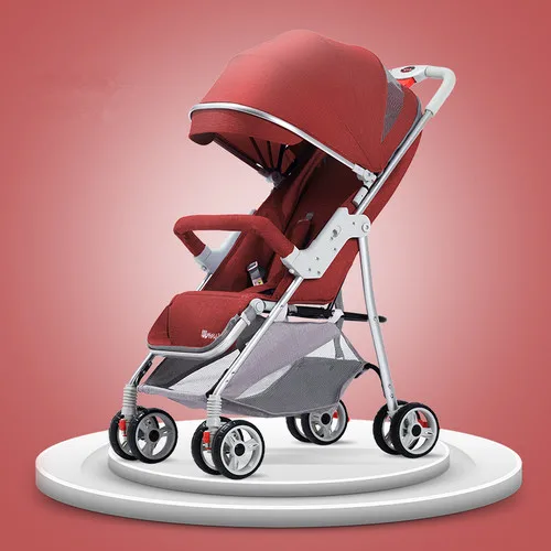 

6.2Kg Lightweight Baby Stroller 3 in 1 High Landscape Pushchair Foldable Portable Hot Mom Pink Stroller Baby Trolley