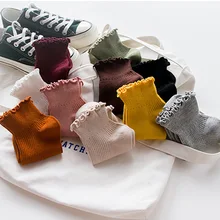 5 пар, женские хлопковые кружевные носки, модные новые весенние женские кавайные носки, красивые повседневные Мягкие однотонные носки для девочек