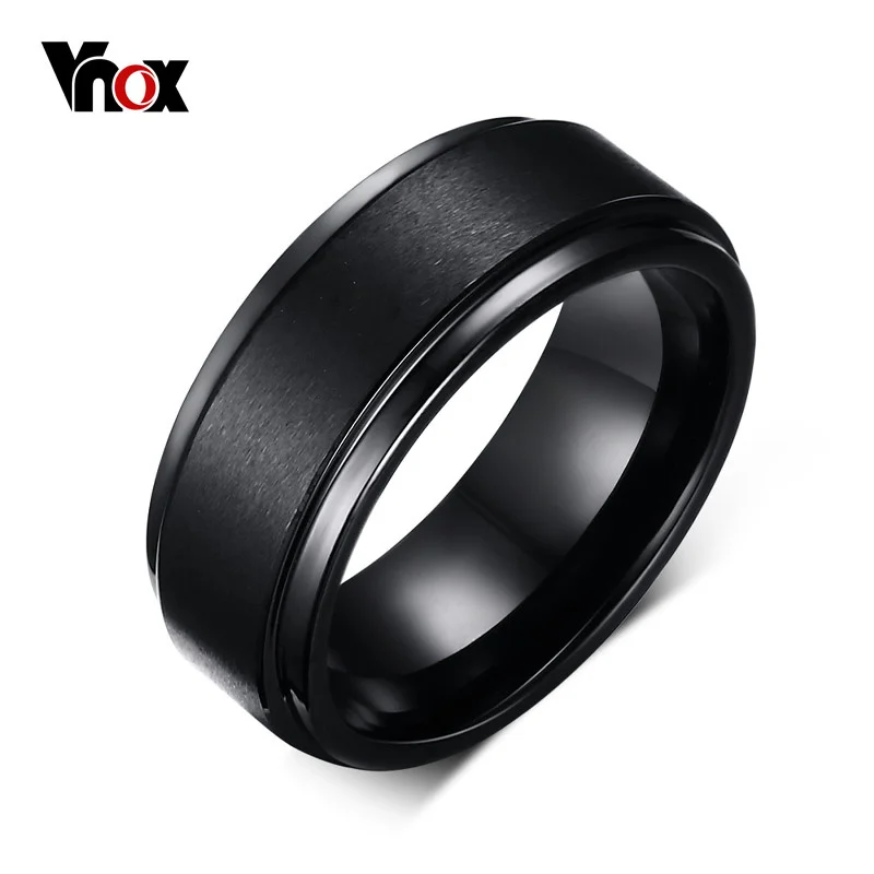 

Vnox Mens Wedding Bands Rings, BASIC Black Pure 8MM Tungsten Carbide Matte Brushed Center bague homme