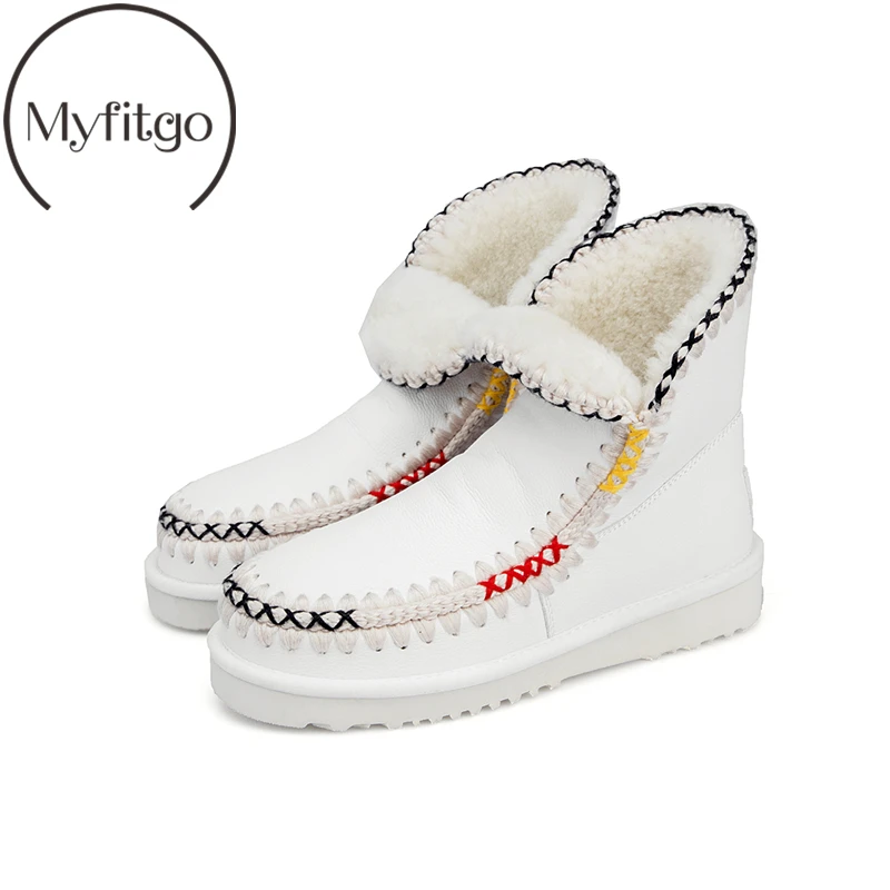 

Myfitgo Cow Suede Winter Snow Boots For Women Winter Fashion Warm Sewing Ladies Boots Flat Natural Fur Brand Ankle Boots Shoes