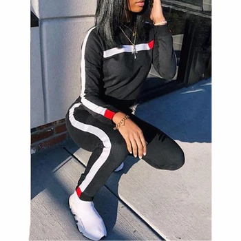 

Women Long Sleeve 2Pcs Sport Wear Running Tracksuit Hoodies Sweatshirt Pant Suit