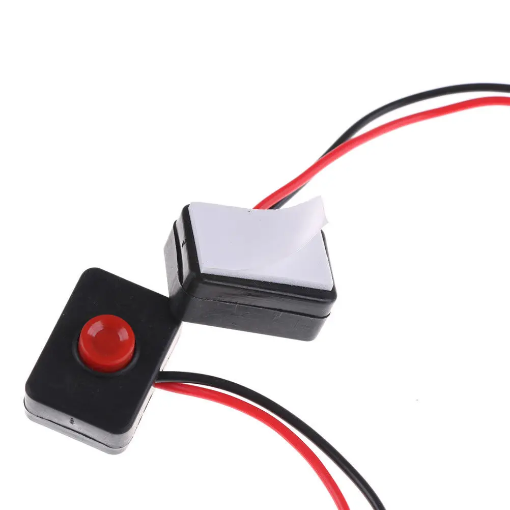 2Pcs Adhesive Base Push Button Action Wired Switch DC 12V 2AA dhesive Base Push Button for Car 3.5 x 2.5 x 15cm/ 1.4" x 1" x 5.9 afbeelding