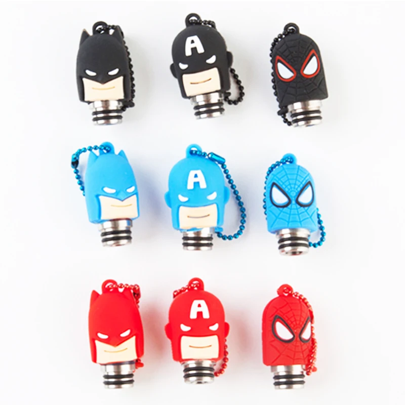 

Metal Mouthpiece 510 Drip Tip with Silicone Cap Batman Spiderman Style for IJust S Melo 3 Mini TFV8 Baby Atomizer 1pcs retail