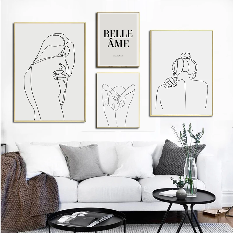 Картина на холсте рисование линий сексуальная женщина цитаты плакаты и принты