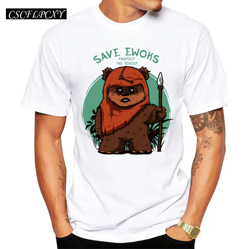 

2018 New Fashion Save Ewoks Design Men T-shirt Short Sleeve Hipster Tops The Cookies Printed t shirts Cool teeCSCFLPCXY