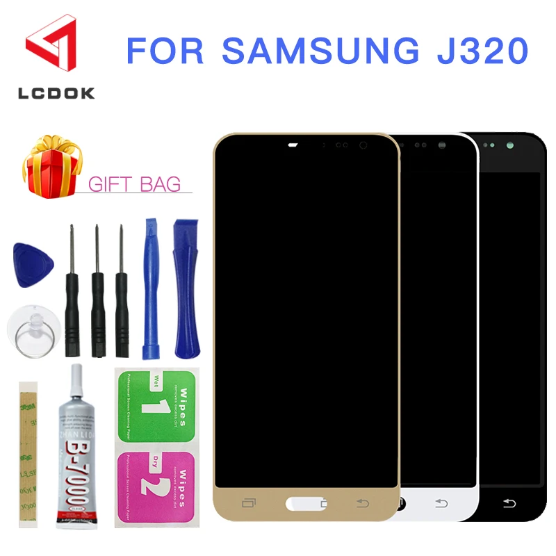 Kopen Verstelbare Helderheid LCD Voor Samsung Galaxy J3 2016 J320 J320F J320M Lcd Touch Screen Digitizer Vergadering Panel Onderdelen