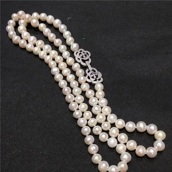 

NEW Hot sell 8-9mm 60cm white natural freshwater pearl necklace long sweater chain fashion jewelry