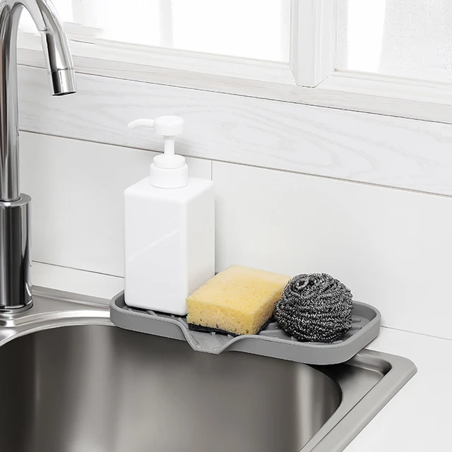 Silicone Kitchen Sink Tray Soap Dish Holder With Drain Tip - Temu