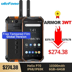 Прочный смартфон Ulefone Armor 3WT IP68, Android 9,0, 5,7 дюйма, Helio P70, 6 ГБ + 64 ГБ, 10300 мАч, 21 МП, NFC, мобильный телефон, Android 9,0