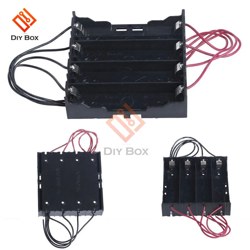 

5 PCS New Plastic 3.7V Black 1/4 Slot Way 18650 Battery Case Holder Storage Clip Holder Container With Wire Leads