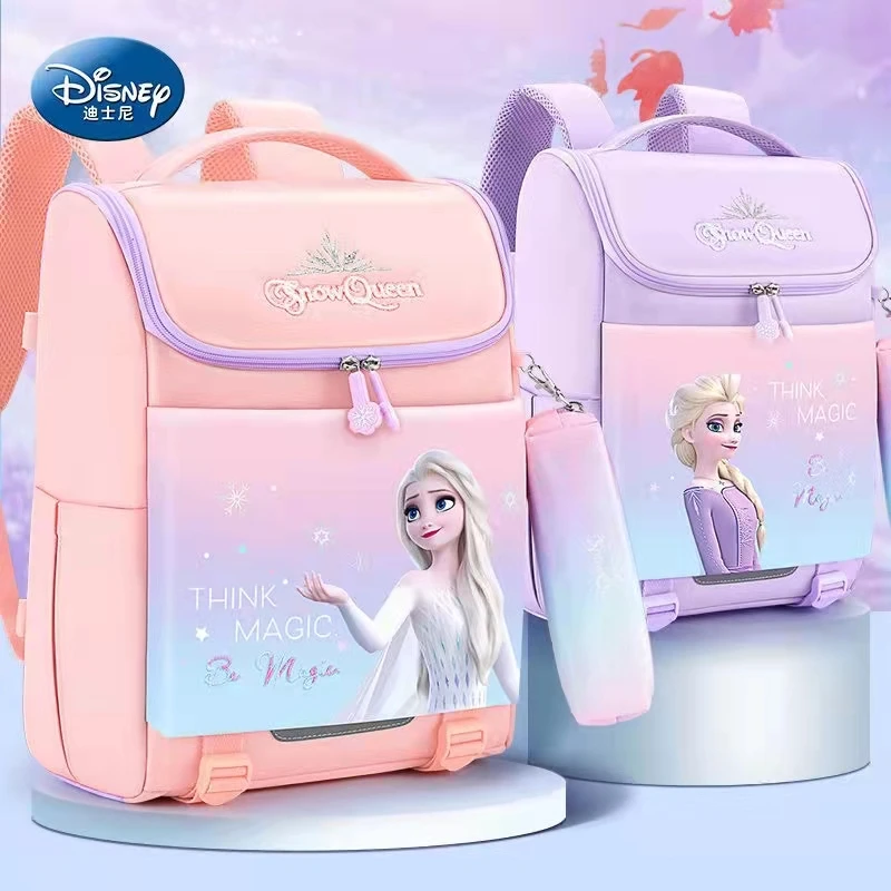 Disney Frozen School Bag For Girl Elsa Anna Primary Student Shoulder Orthopedic Backpack Large Capacity Grade 1-5 Gift Mochilas