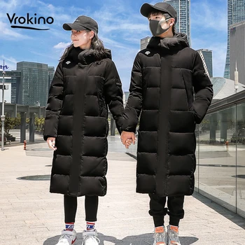 

2019 Winter Fashion Couple In The Long Down Jacket Thick Warm Duck Down Male with Hood High Quality Youth Parker Coat